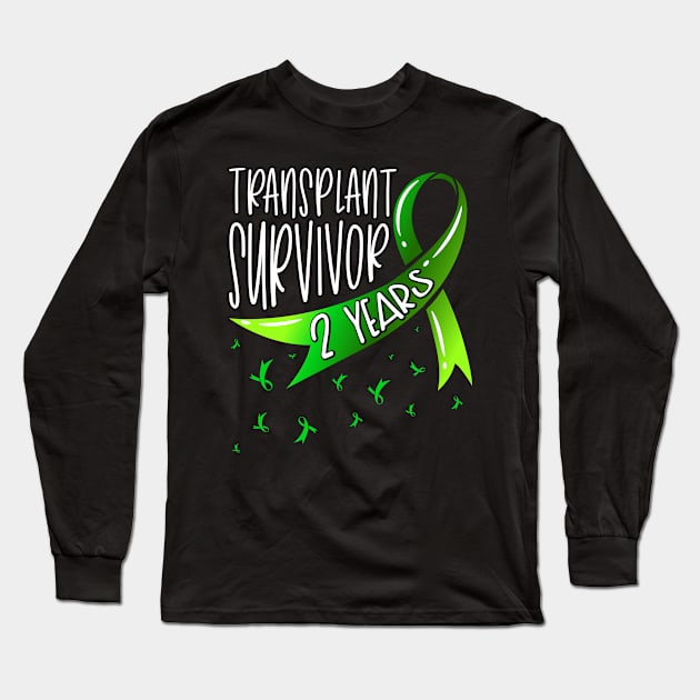 2 Year Organ Transplant Survivor Green Ribbon Long Sleeve T-Shirt by Gold Wings Tees